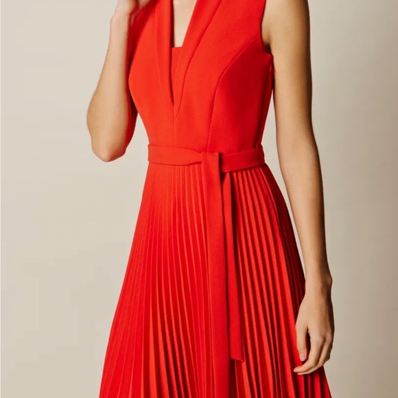 Karen Millen Shawl Collar Pleated Dress - Picture 2 of 7
